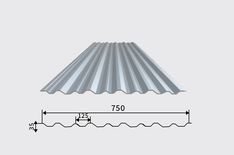 Trapezoidal wave corrugated sheet Trapezoidal wave corrugated sheet