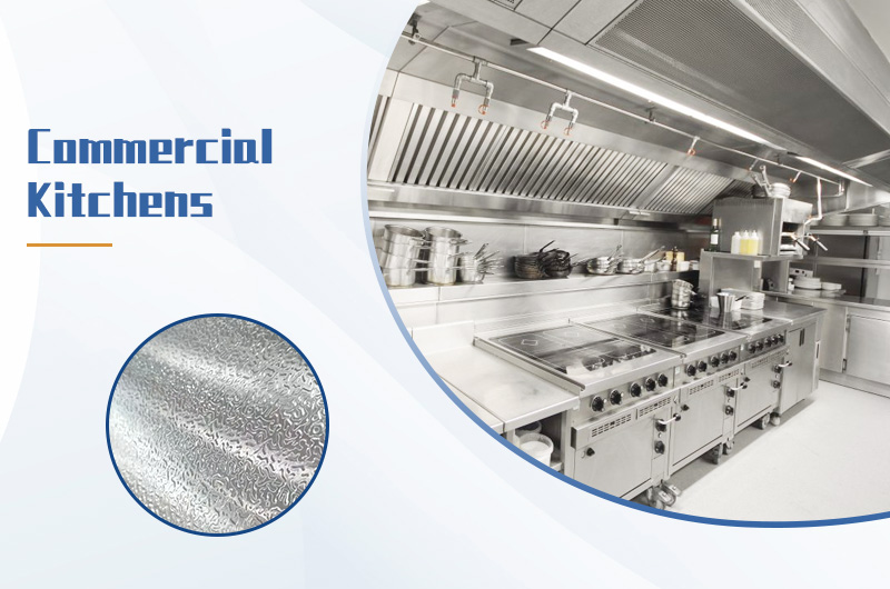 Embossed Aluminum Heat Shields used in commercial kitchens